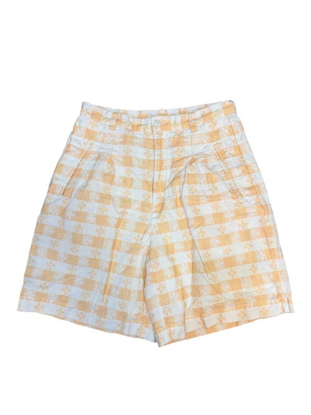 Rachel Antonoff Linen Blend Shorts Orange & White Size 2